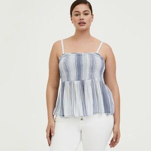 Torrid Striped Smocked Babydoll Top Sz 4